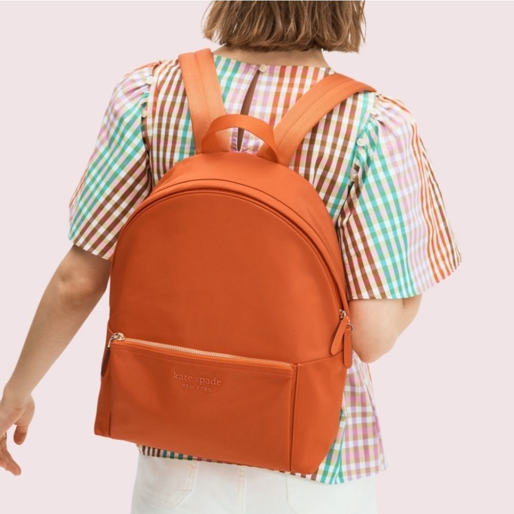 Kate Spade large orange nylon backpack